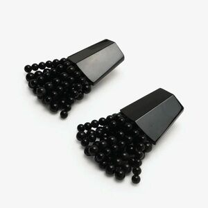 Monies Black onyx acrylic Statement Ear clips